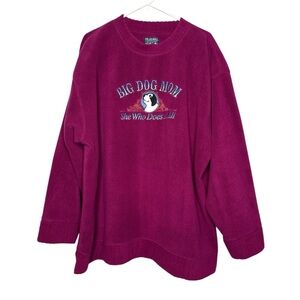 Vintage Big Dogs Women's Polar Dog Mom Purple Crewneck Fleece Sweatshirt Size 3X